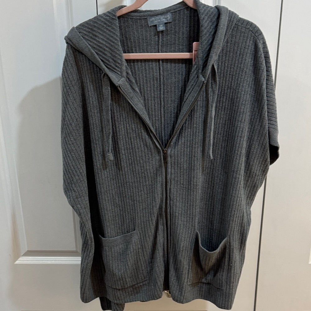 Barefoot Dreams  Blue CozyChic Ultra Lite Zip Hoodie Poncho Fits Plus Size